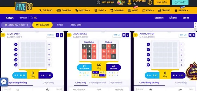 Giao diện game ATOM FIVE88